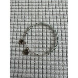 Alex and Ani Beaded Bangle Bracelet Silver Tone‎ with USA Charm